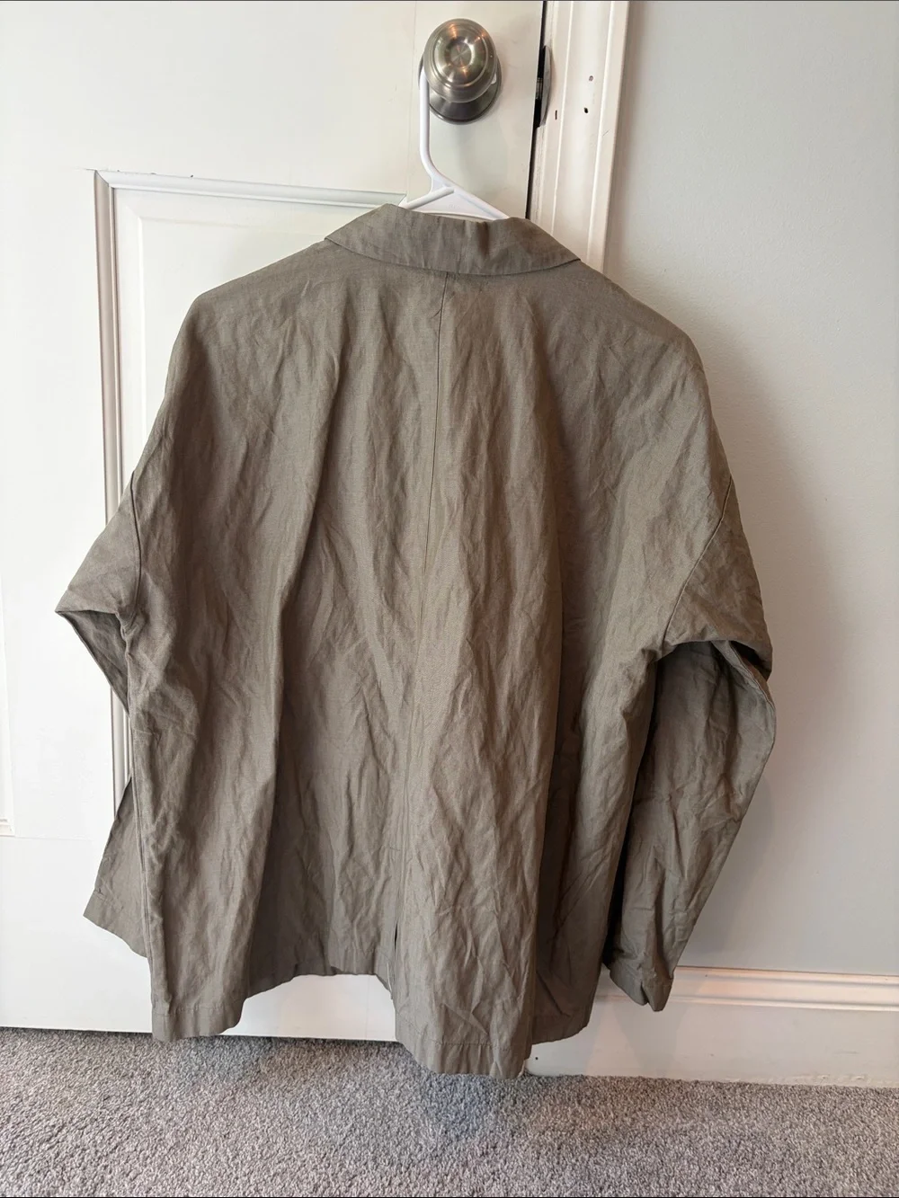 Eileen Fisher Olive Green Open-Front Relaxed Blazer
